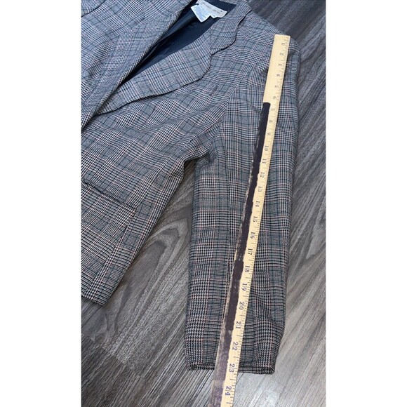 SHERIDAN SQUARE WOMENS JACKET BLAZER SZ 12 BROWN PLAID BUTTON UP LS - Picture 9 of 14